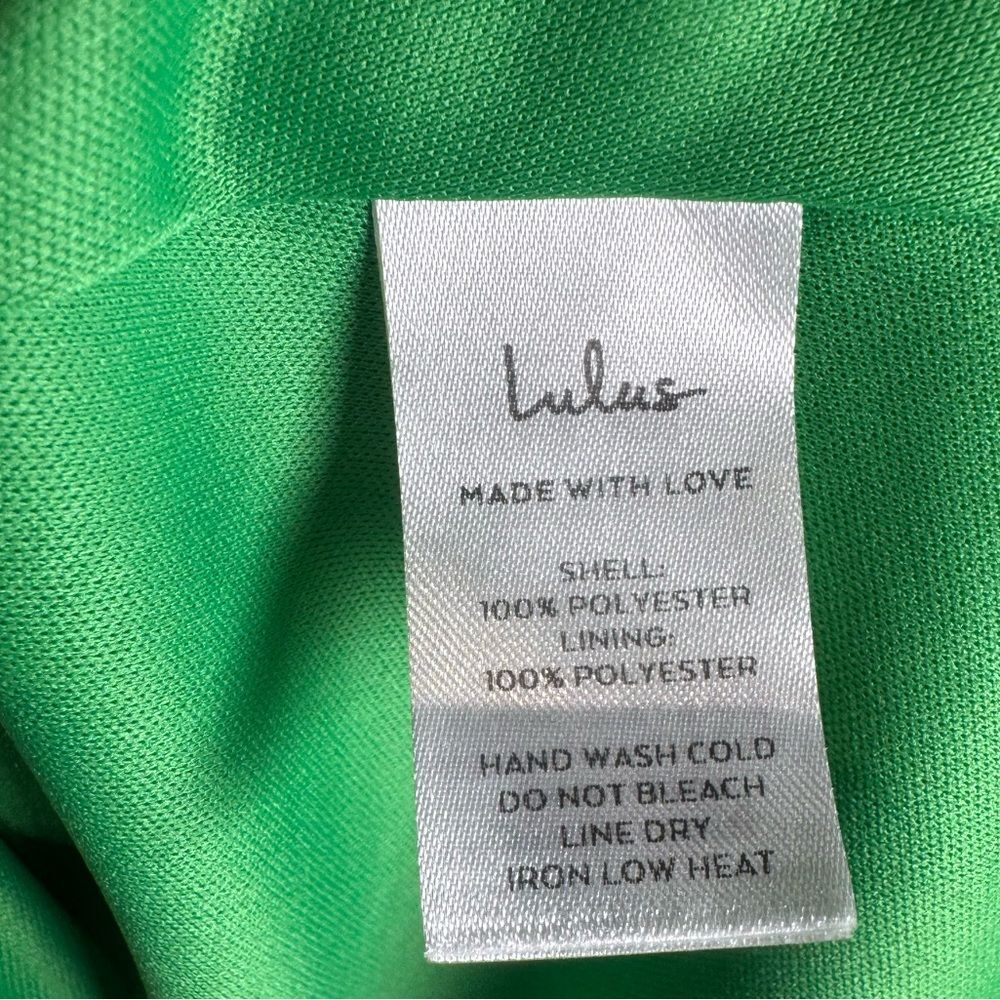 Lulus Looking Luxe Green Satin Peplum Flounce Mini Dress Size XS - Picture 9 of 10